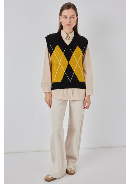 Kadın Baklava Desenli Süveter 15940 - Siyah fiyatları