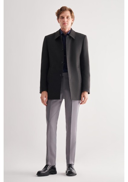 Koyu Antrasit Kaşe Bebe Yaka Kapitoneli Astar Comfort Fit Rahat Kesim Klasik Kaban 1008245161 fiyatları