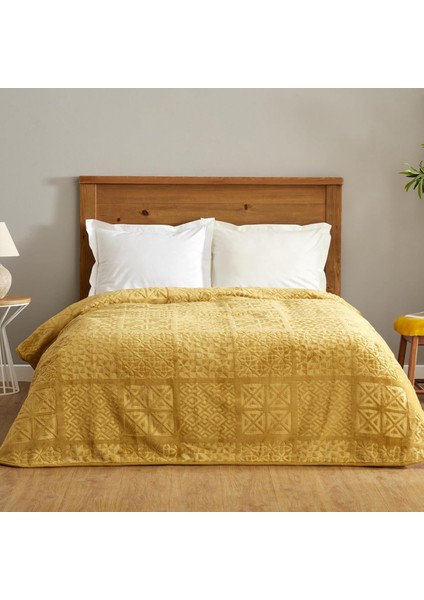 Blair Tek Kişilik Embos Battaniye Hardal