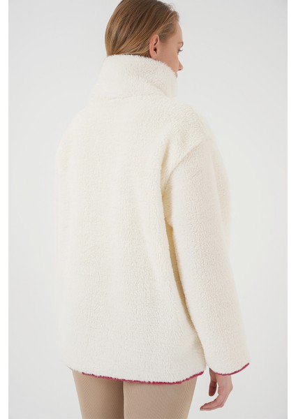 5211 Fermuarlı Peluş Mont - Kırmızı modelleri