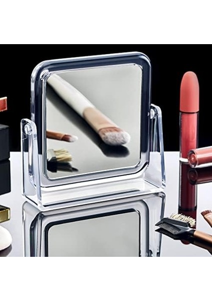 Lirazon Kare Masa Üstü Çift Taraflı Makyaj Aynası 3x Yakınlaştırma