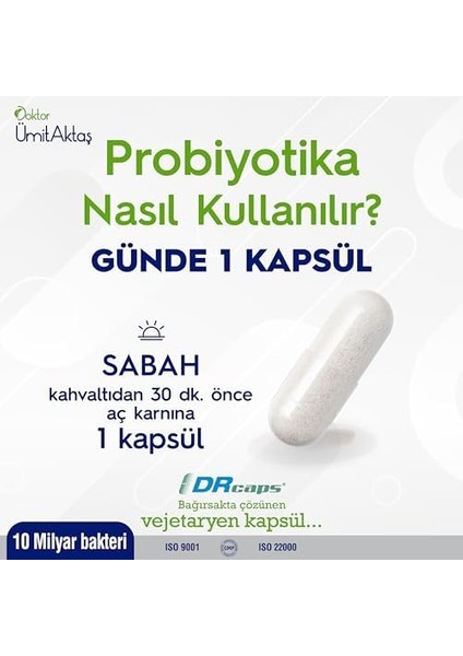 Dr. Ümit Aktaş Probiyotika Gıda Takviyesi - 30 Enterik Kapsül modelleri