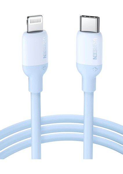 Ugreen Usb-C Lightning Kablo Mavi 1 M Mfi Test Edilmiş Power Delivery Tip C Lightning Şarj Kablosu Silikon Jel 13 Se 3 12 11 iPad 2021 Airpods Pro Airpods Max ile Uyumlu