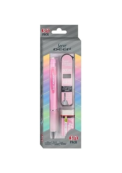 Deep Versatil, Silgi ve Ucu 0,7mm 3'lü Set - Şeker Pembe modelleri