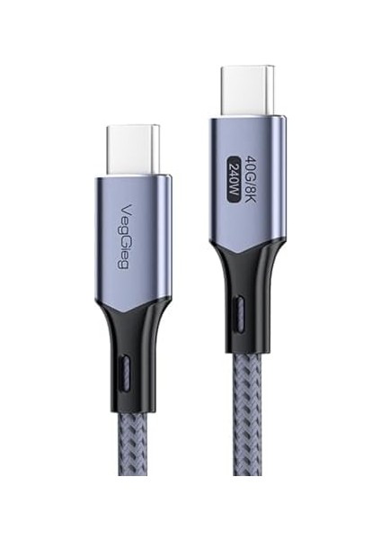 Veggieg USB 4.0 E-Mark 240W 40GBPS Thunderbolt 4 8k 60Hz Type-C Görüntü Hızlı Şarj ve Data Kablosu 2 Metre fiyatları
