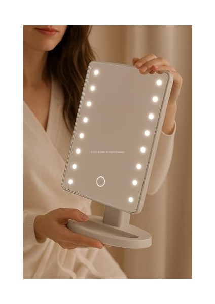 Busstier LED Işıklı Makyaj Aynası Dokunmatik 3 Işık Modlu Ayarlanabilir Oynar Başlıklı Masa Üstü Ayna Beyaz Işık Gün Işığı Sıcak Işık modelleri