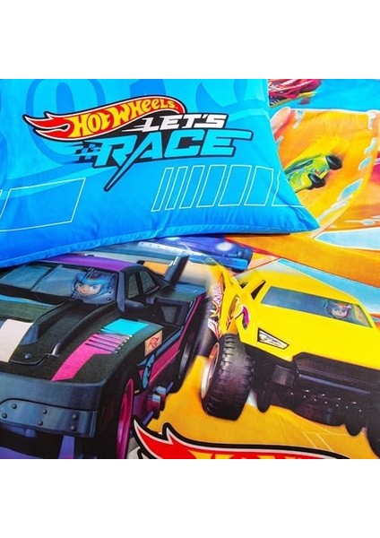 Lisanslı Hot Wheels Let' S Race Tek Kişilik Pamuk Nevresim Takımı modelleri