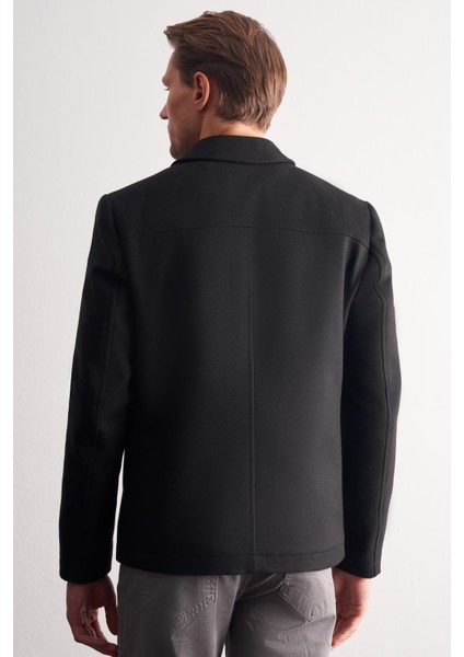 Siyah Berberi Yaka Tam Astar Classic Slim Fit Esnek Kaşe Mont 1007255121 indirimleri
