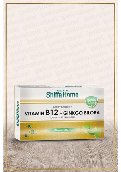 Shiffa Home Vitamin B12 Ginkgo Biloba Tablet | Yüksek B12 Vitamini ve Ginkgo Biloba Ekstresi | Folik Asit ve Magnezyum Destekli Takviye Edici Gıda | Zihinsel Performans