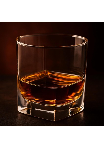 300 cc Sterlin Dört Köşeli Viski Bardağı Cam Kesme Kalın Tabanlı 1 Adet