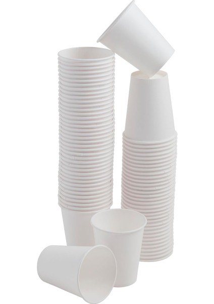 75 Adet Tek Kullanımlık Karton 8 Oz 250 Ml, Beyaz, Kağıt Meyve Suyu Bardağı, Parti Karton