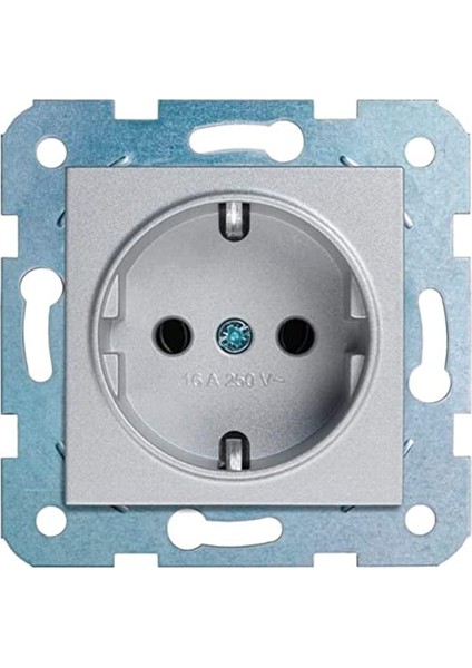 Novella Gümüş Toprakli Priz Çarpma Karşıtı Çocuk Korumalı Mekanizma+Düğme Kapak Çabuk Bağlanti