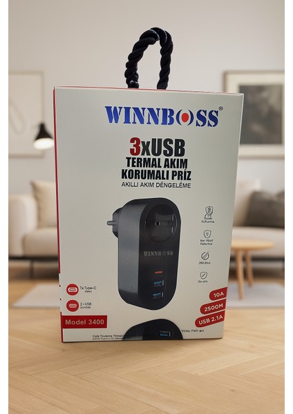Wınnboss 3400 – 3×usb + Type-C Termal Akım Korumalı Priz fiyatları