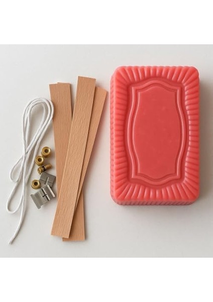 Ns-Era Sedefli Pembe Renkli Vanilya ve Çilek Kokulu Parafin 500 G, Ahşap Fitil ve Ip Fitil Mum Yapım Seti