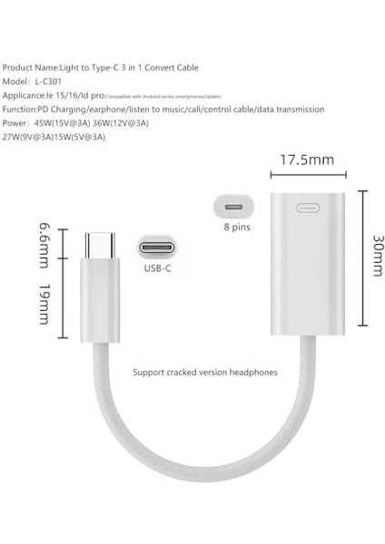 45W Type C To Lightning Kulaklık Dönüştürücü Hızlı Şarj iPad Yuva Çevirici Müzik Dinleme Arama Otgklk fiyatları