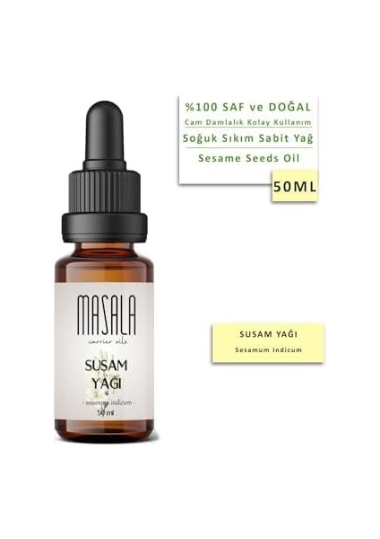 Masala Susam Yağı 50 Ml. Soğuk Pres (Sesame Seed Carrier Oil) fiyatları