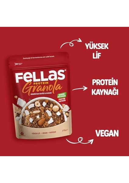 Fellas Protein Granola Hindistan Cevizi ve Kakao 270 gr
