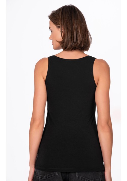 Kadın Pamuklu Likralı Süprem Esnek Kalın Askılı Atlet Siyah | K23320 fiyatları