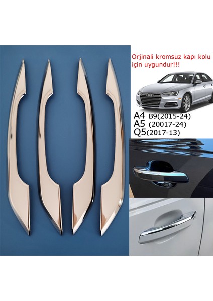Audi A4 B9 Krom Kapı Kolu Şapkası - A4 B9 Krom Aksesuar Modifiye