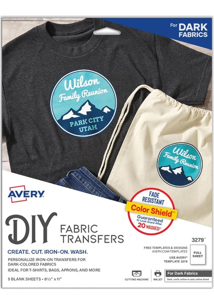 Yazdırılabilir T-Shirt Transferleri, Koyu Kumaşlarda Kullanım, Mürekkep Püskürtmeli Yazıcılar, 5 Kağıt Transferi (3279)