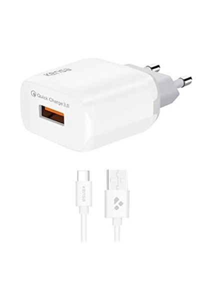 Type C Girişli 3.0 Hızlı Şarj Aleti, Tüm Serilerle Uyumlu Şarj Aleti Kablo Adaptör Set, Telefonunuzu Tanır ve Maksimum Hızda Şarj Eder· Güvenli Şarj Için Akım Korumalı (/divex) modelleri