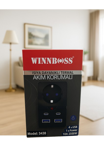 Wınnboss 3438 – Isıya Dayanıklı Termal Akım Korumalı Priz (4×usb + 1×power) fiyatları