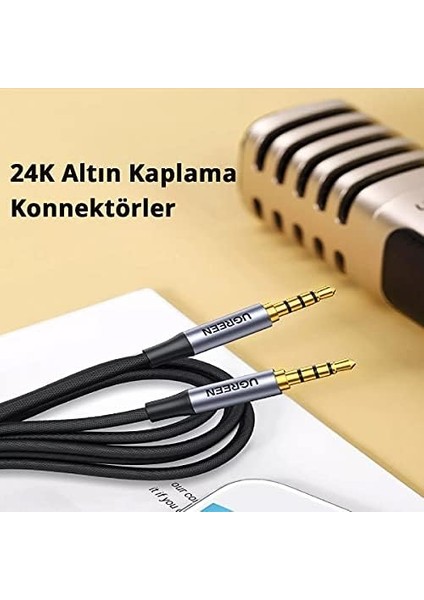 3.5 mm Hi-Fi Erkek To Erkek Trrs Aux Ses ve Mikrofon Kablosu 1.5 Metre Siyah modelleri