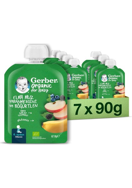 Gerber Organik Muz Yabanmersini Böğürtlen ve Elma Püresi 90 G x 7 fiyatları