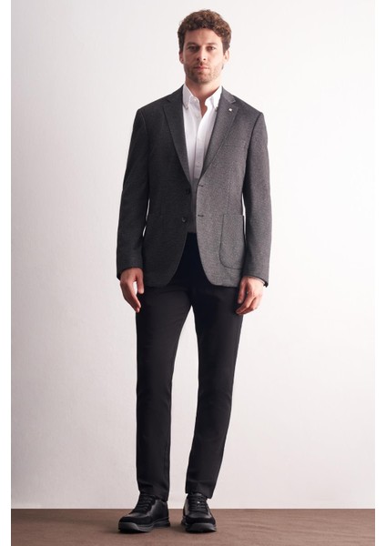 Siyah Mono Yaka Kendinden Desenli Esnek 6 Drop Comfort Fit Classic Ceket 1002255155 fiyatları