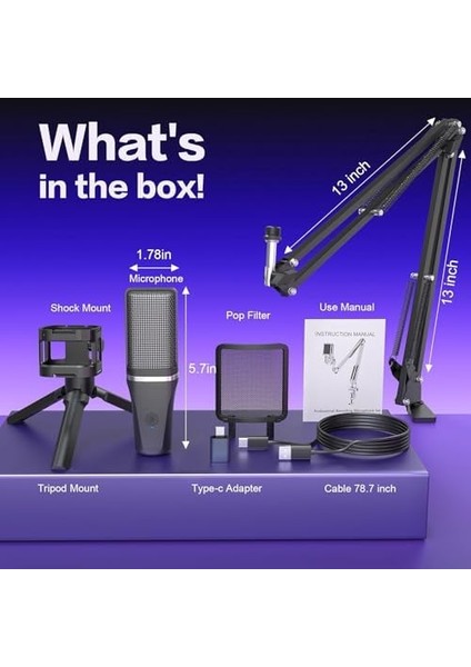 Podcast Rgb Mikrofon Kiti Twitch Youtuber ve Canlı Yayın Için Özel Mikrofon A68S (A68S) fiyatları