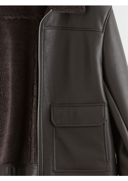 Yeni Sezon Standart Kalıp Erkek Deri Görünümlü Mont modelleri