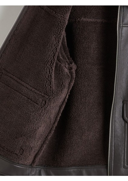 Yeni Sezon Standart Kalıp Erkek Deri Görünümlü Mont fırsatları