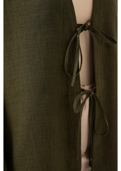 Keten Tesettür Kimono 5968 - Haki indirimleri