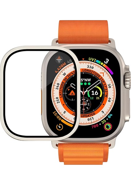 Ultra ile Uyumlu 49MM Için Titanyum Metal Kenarlıklı Ekranı ve Çevresini Tamamen Kapatan 9h Sertliğinde Premium Ekran (49MM)
