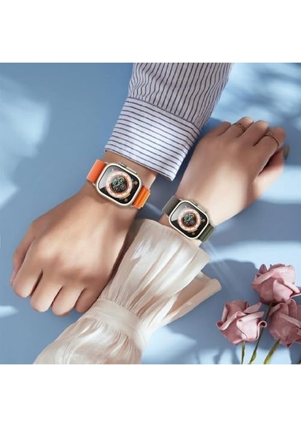 Ultra ile Uyumlu 49MM Için Titanyum Metal Kenarlıklı Ekranı ve Çevresini Tamamen Kapatan 9h Sertliğinde Premium Ekran (49MM) modelleri