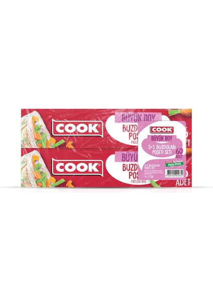 Cook Buzdolabı Poşeti 3+1 Ekonomik Paket Büyük Boy 30 x 45 cm