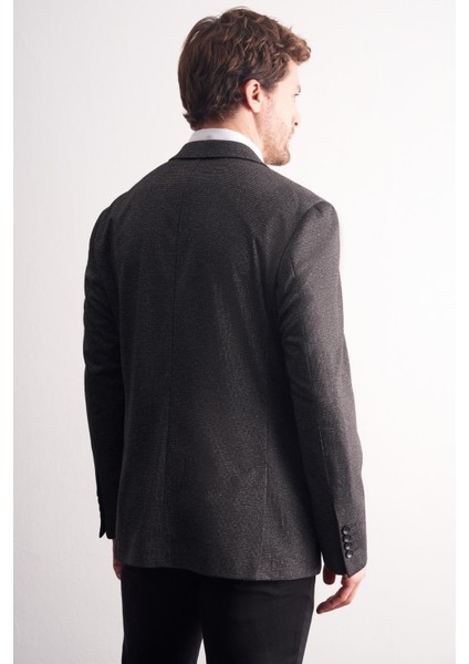 Siyah Mono Yaka Kendinden Desenli Esnek 6 Drop Comfort Fit Classic Ceket 1002255155 indirimleri