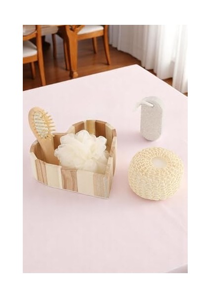 Kalp Şeklinde Tarak Sünger Seti Yüz Kafa Temizleme Cilt Bakımı Spa Banyo Seti Bebek Bakım Seti