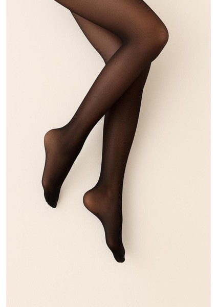 Siyah Ince Mat 20 Den Burunlu Krem Cream Yumuşak & Parfümlü Kadın Külotlu Çorap - Üstün Yumuşaklık