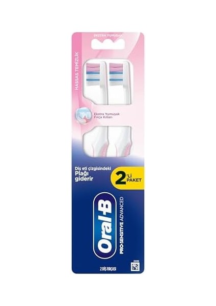 Oral-B Pro-Sensitive Advanced Hassas Temizlik Diş Fırçası, Ekstra Yumuşak, 2 Adet fiyatları
