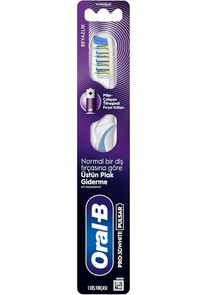 Oral-B Pro-3dwhite Pulsar Beyazlık Pilli Diş Fırçası, Orta Sertlik modelleri
