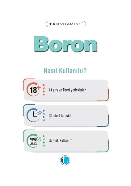 Tabvıtamıns Boron 120 Bitkisel Kapsül Bor 3 Mg Vitamin B2