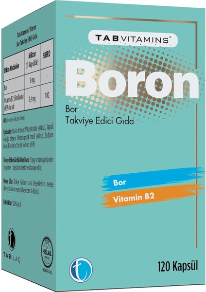 Tabvıtamıns Boron 120 Bitkisel Kapsül Bor 3 Mg Vitamin B2 modelleri