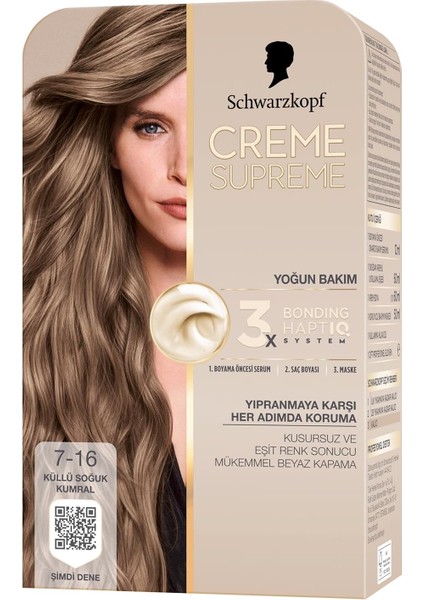 Schwarzkopf Creme Supreme Saç Boyası 7-16 Küllü Soğuk Kumral fiyatları