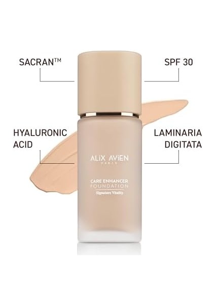 Alix Avien Kırışıklık Karşıtı Nemlendirici SPF30 Parlak Bitişli Fondöten Care Enhancer 809 Peach Buff