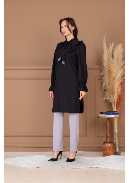 Asel Tesettür Takım Siyah ELB82