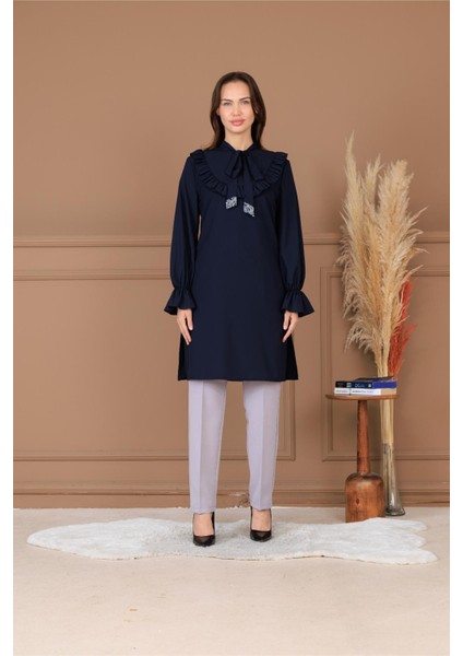 Asel Tesettür Takım Lacivert ELB82