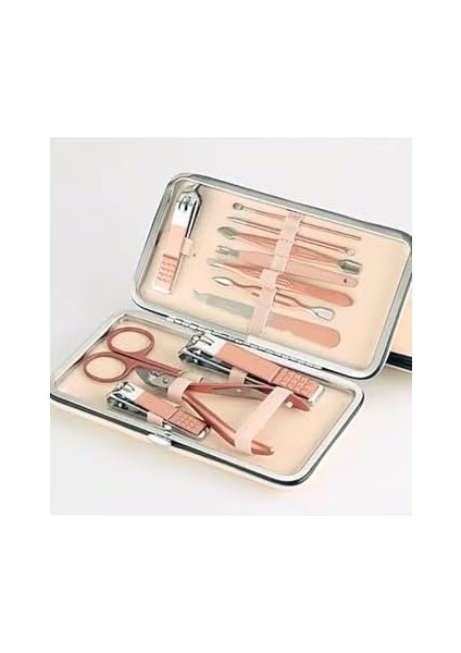 Gaman 12'li Rose Gold Çantalı Taşınabilir Kişisel Bakım Seti Paslanmaz Çelik Cımbız - Manikür&pedikür Seti modelleri