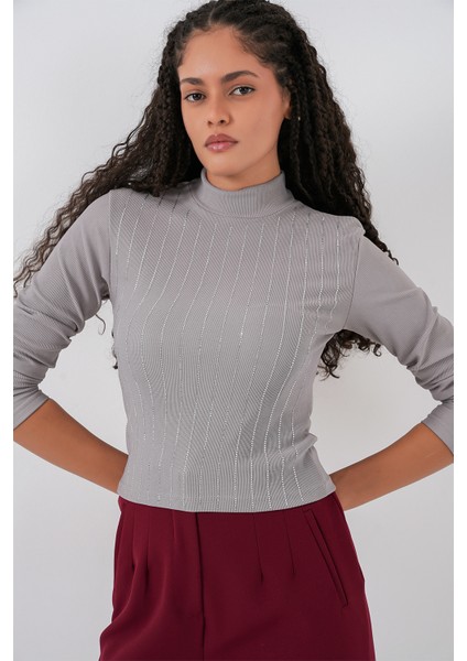 922 Taşlı Body - Gri indirimleri