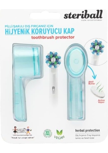 Sterıball Şarjlı Pilli Diş Fırçaları Için Hijyenik Diş Fırçası Koruma Kabı-2'li Açık Siyah x 2
